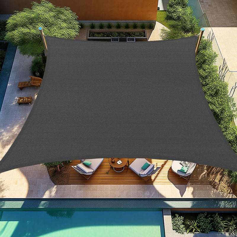 Shade&Beyond 12'x12' Sun Shade Sails Curved Canopy Rectangular Dark Grey 185GSM Shade Sail Permeable for Patio Deck Yard Backyard, (We Make Custom Size) - Image 1